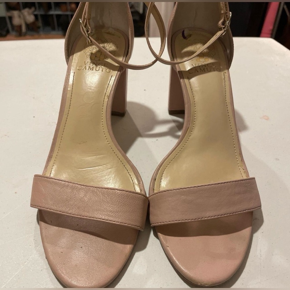 Nude Leather High Heeled Sandals